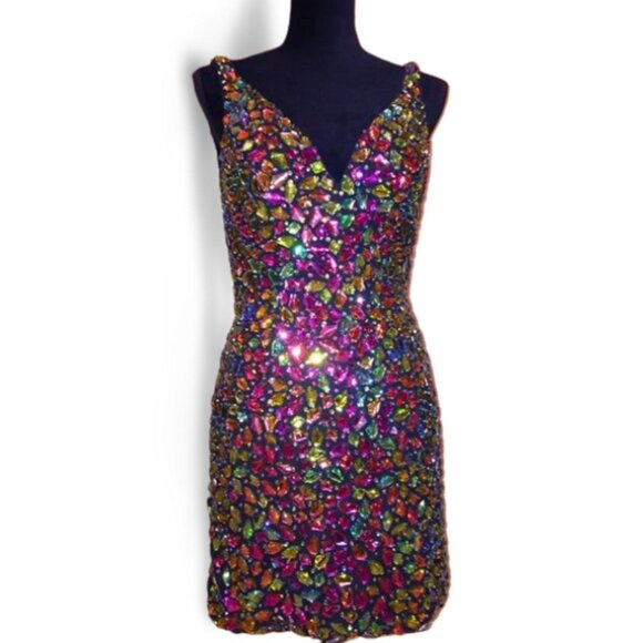 Luxury Couture Designer Crystals Beaded Runway Glamorous Cocktail Party Dress NW - Picture 7 of 12